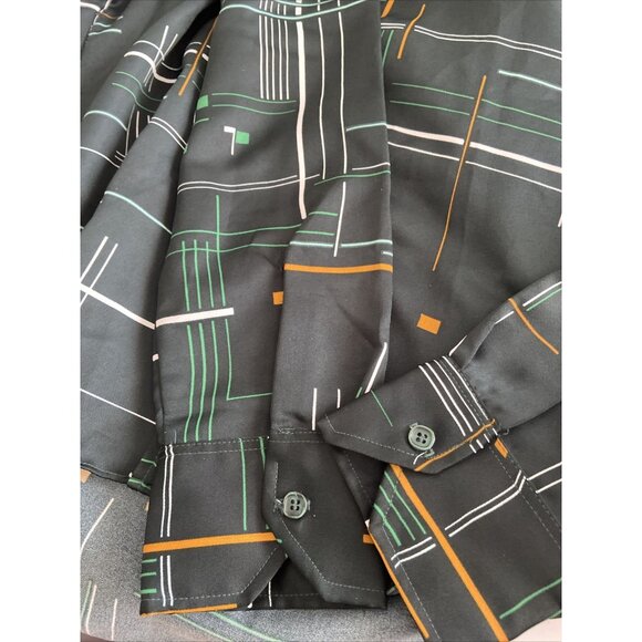 Vintage Charisma Townline 70s Disco Men M Green Groovy Button Shirt - Picture 6 of 7